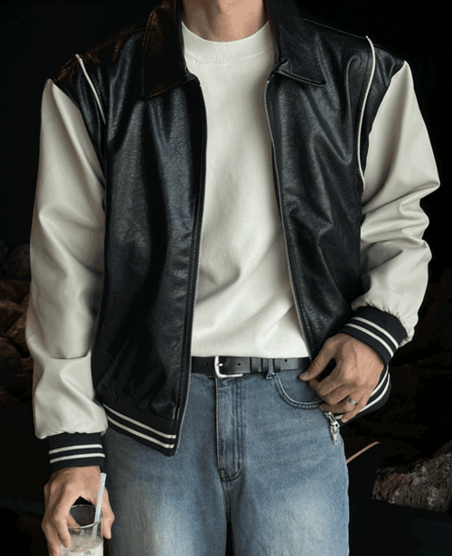 레더 파이핑 자켓(2color)-품절-